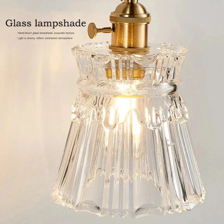 Modern LED Clear Nordic Glass Brass Wall Light - Tapered & Flush