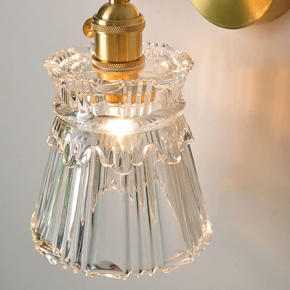 Modern LED Clear Nordic Glass Brass Wall Light - Tapered & Flush