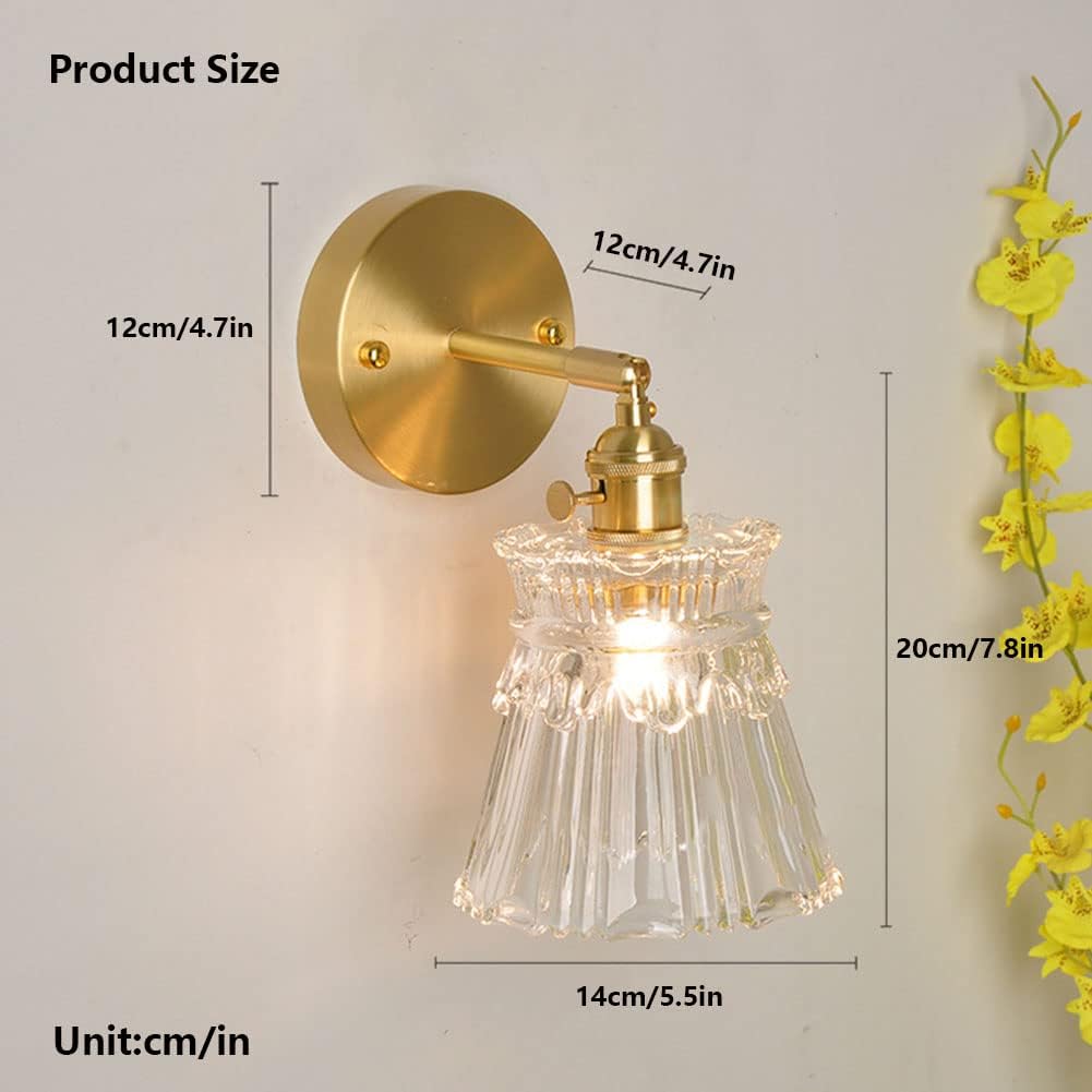 Modern LED Clear Nordic Glass Brass Wall Light - Tapered & Flush