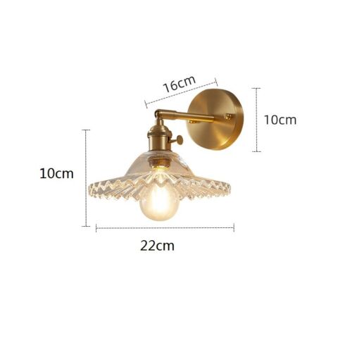 Modern LED Flared Nordic Clear Glass Brass Wall Light - Tapered & Flush
