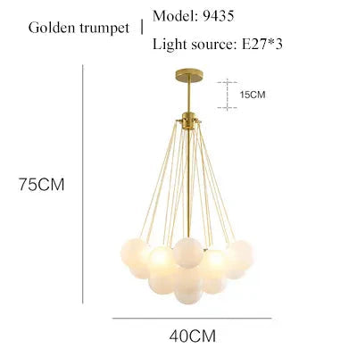 Modern LED Frosted Bubble Cloud Glass Chandelier - Gold & Black