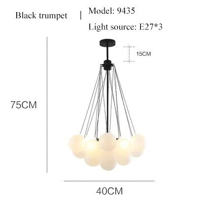 Modern LED Frosted Bubble Cloud Glass Chandelier - Gold & Black