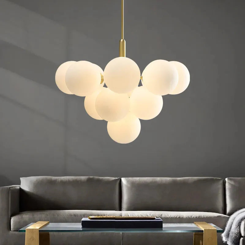 Modern Luxury Glass Ball LED Pendant Chandelier - Gold, Silver & Black