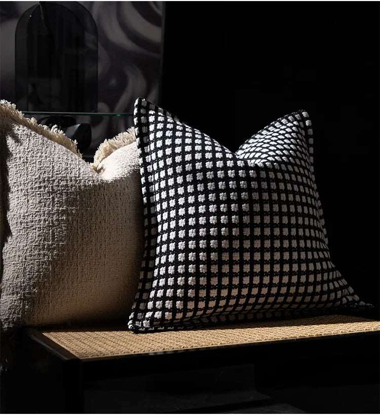 Modern Luxury Ivory Cotton & Linen Cushion Cover With Tassel Detail