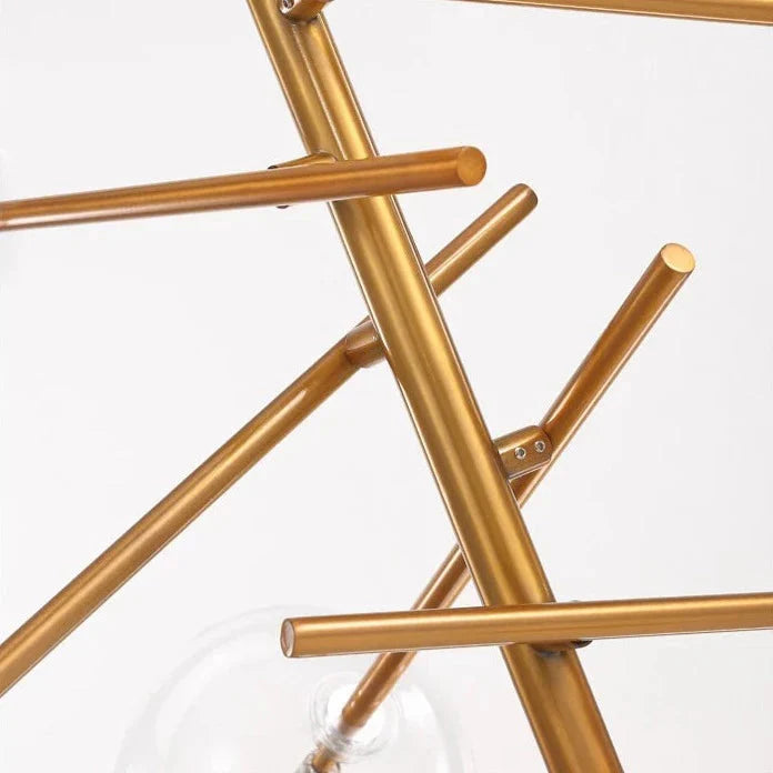 Modern Minimalist Bubble Clear & Amber Glass Bar Pendant Chandelier - Gold & Black