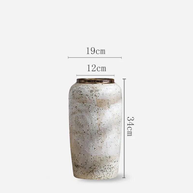 Modern Natural Stone Vase with Gold Rim - 3 Sizes