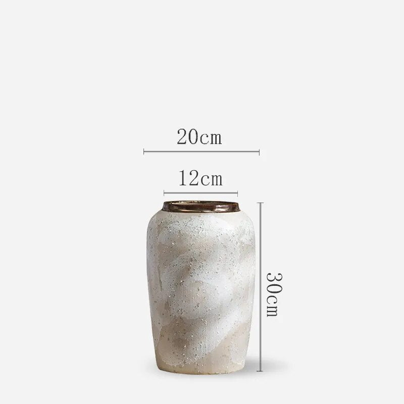 Modern Natural Stone Vase with Gold Rim - 3 Sizes