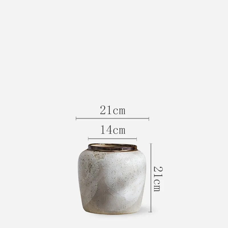 Modern Natural Stone Vase with Gold Rim - 3 Sizes