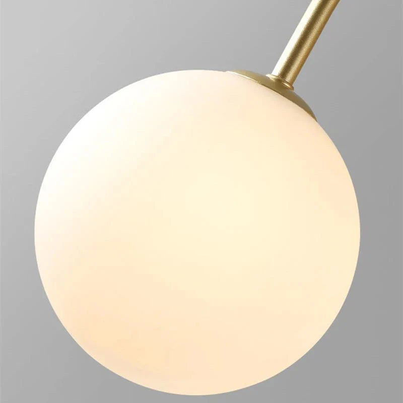 Modern Scandi Opal LED Glass Sphere Pendant Chandelier - Gold & Black