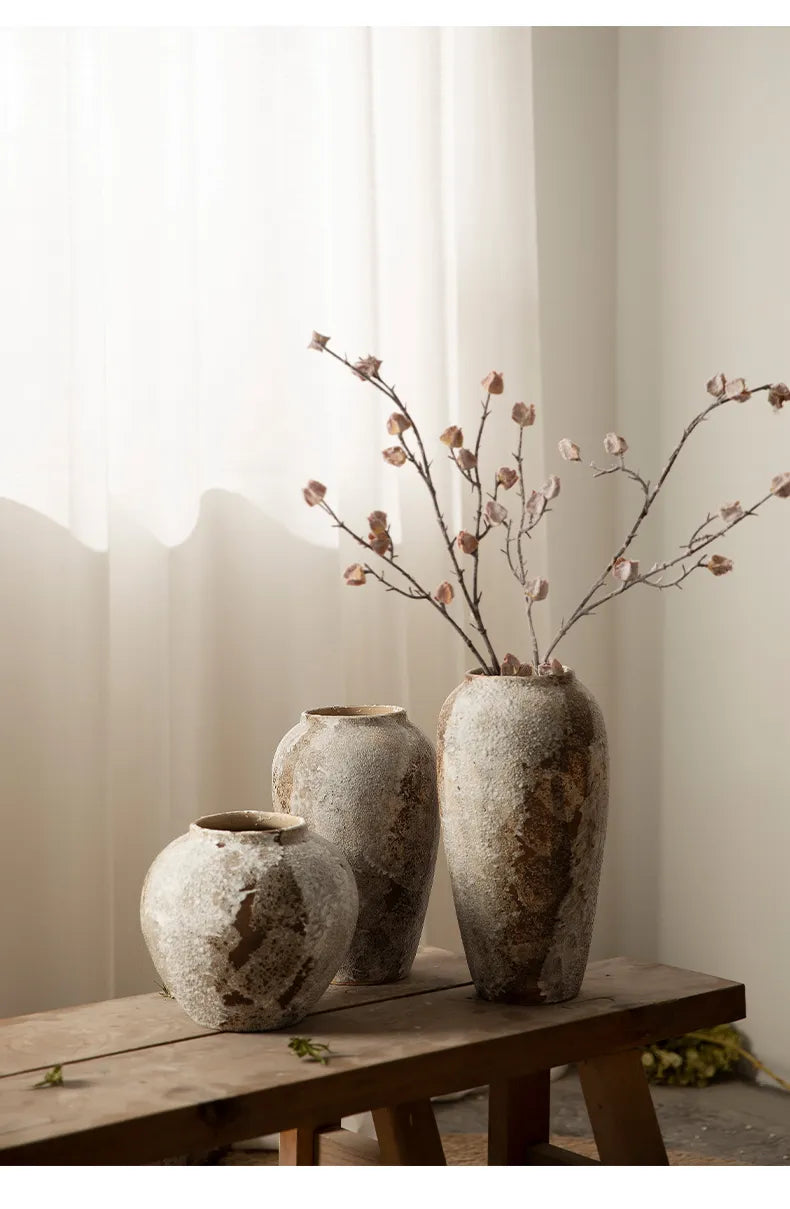 Mottled Retro Wabi-Sabi Inspired Ceramic Vase - 2 Sizes