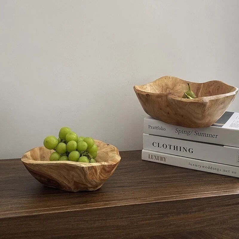Natural Solid Wood Fruit Bowls - 2 Sizes