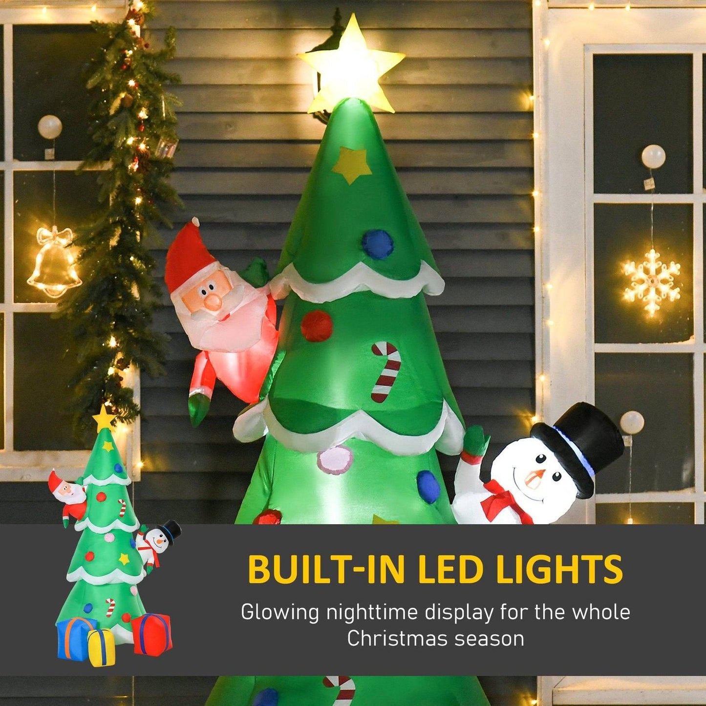 Homcom 7ft Christmas Inflatable Tree LED Lighted for Indoor Outdoor Decoration - Green