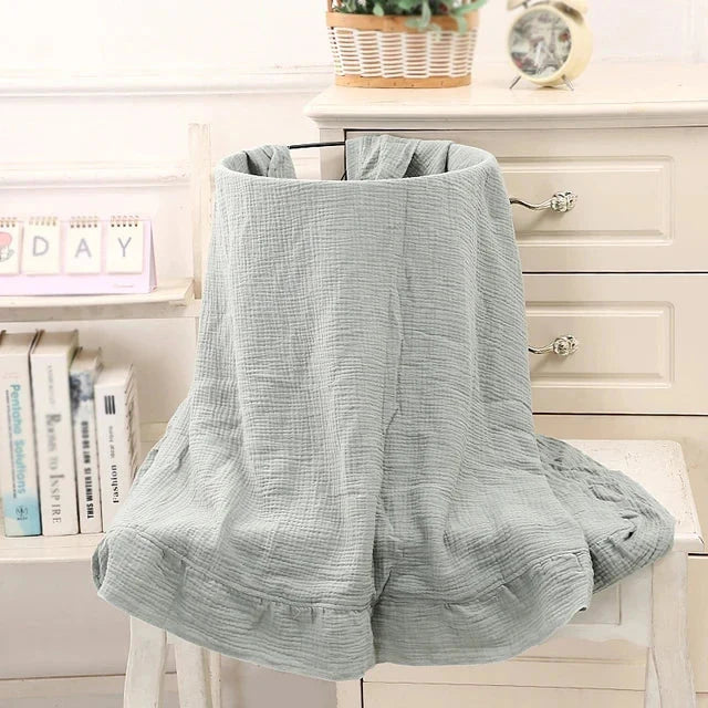 Organic Cotton Ruffled Muslin Baby Swaddle Blanket - 4 Colours