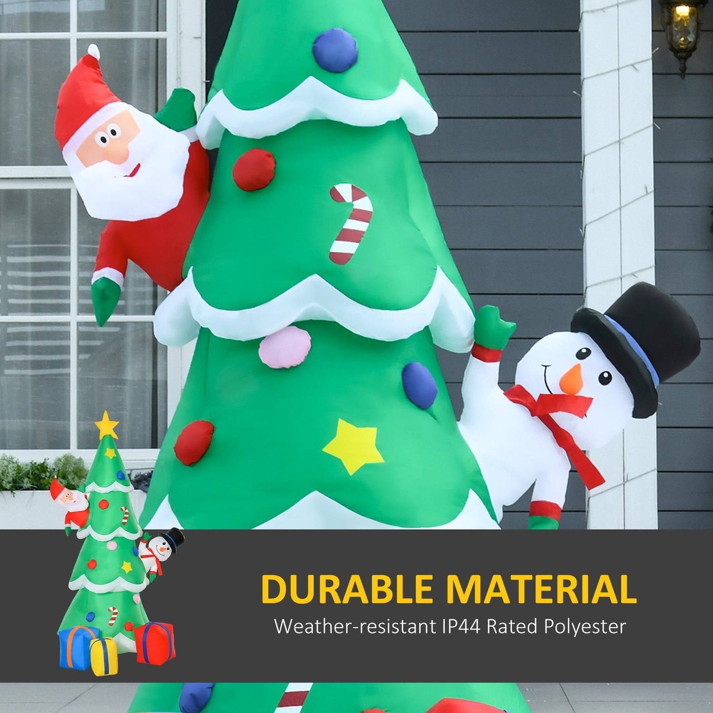 Homcom 7ft Christmas Inflatable Tree LED Lighted for Indoor Outdoor Decoration - Green