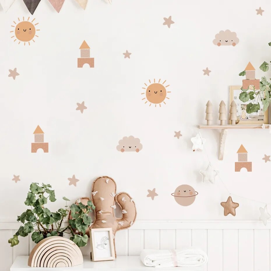 Playful Watercolour Wonders Wall Stickers: Rainbow & Sun
