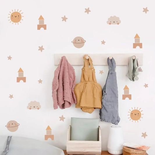 Playful Watercolour Wonders Wall Stickers: Rainbow & Sun