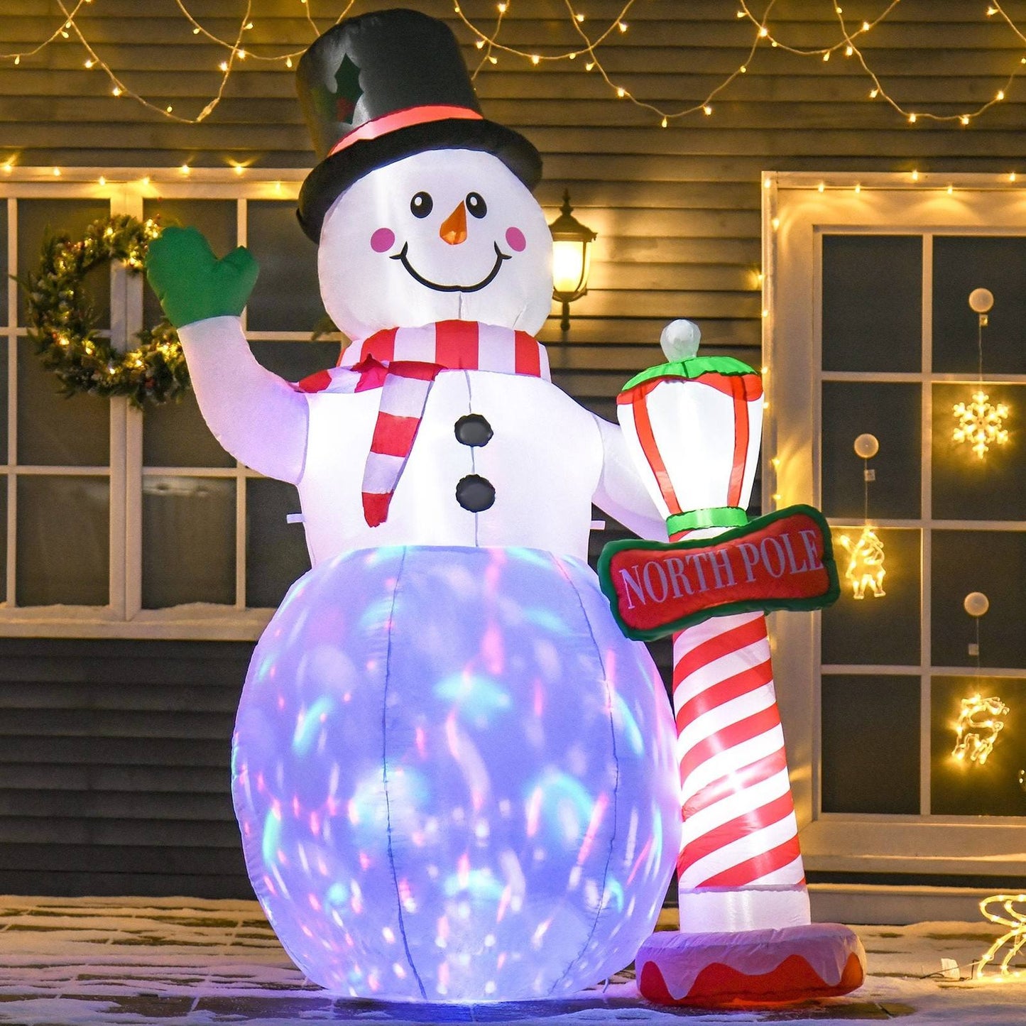 Homcom Christmas Inflatable Snowman with Street Lamp Lighted for Home Indoor Outdoor