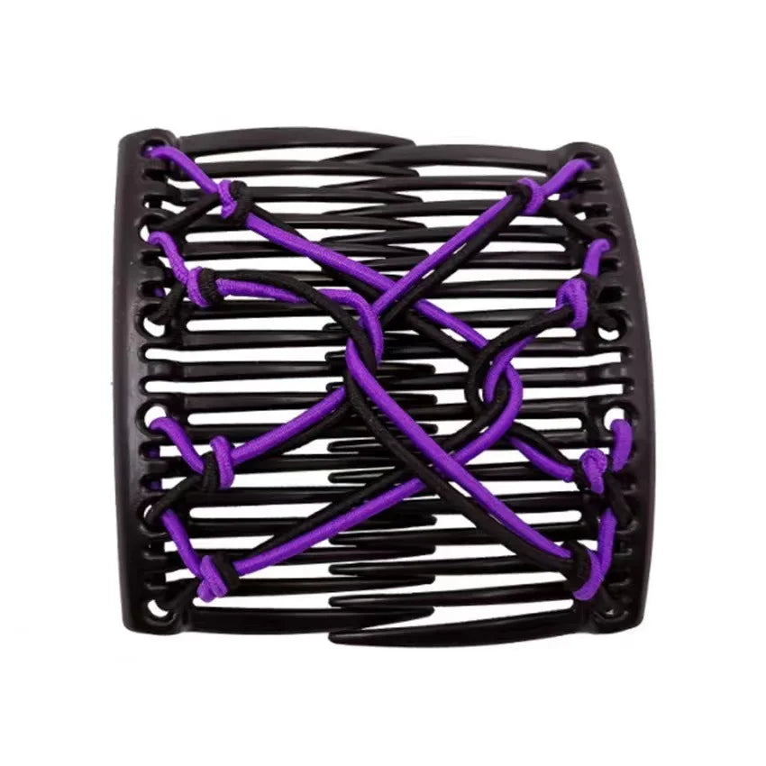 Vintage Elastic Magic Hair Comb – Creative Double Clip Headwear for Women Hairstyling & Fashion Accessories