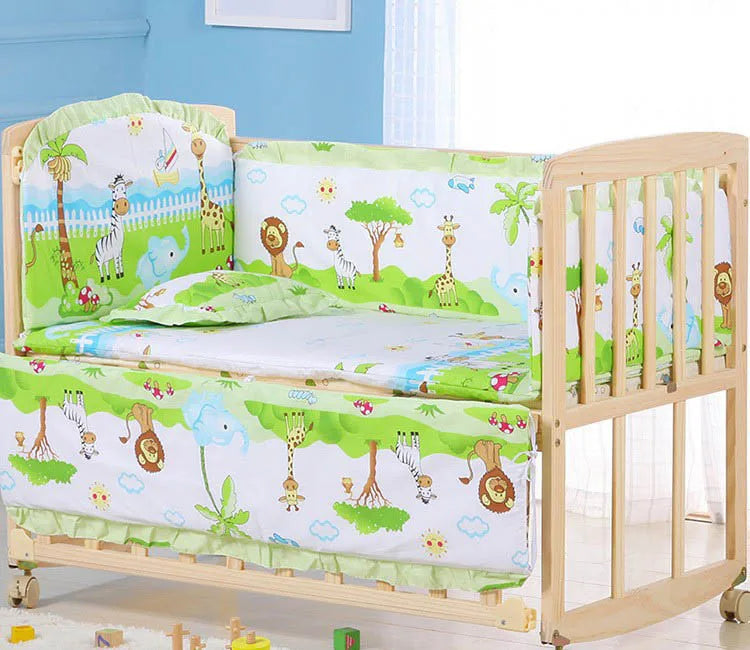 5pcs Cotton Baby Crib Bedding Set – Infant Bumpers & Safety Bed Fence Protector for Nursery Decor