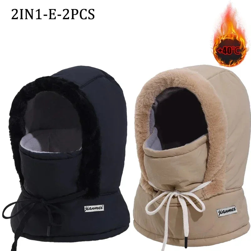 Thermal Balaclava Hood – Windproof Plush Ski Mask & Neck Warmer for Outdoor Winter Sports