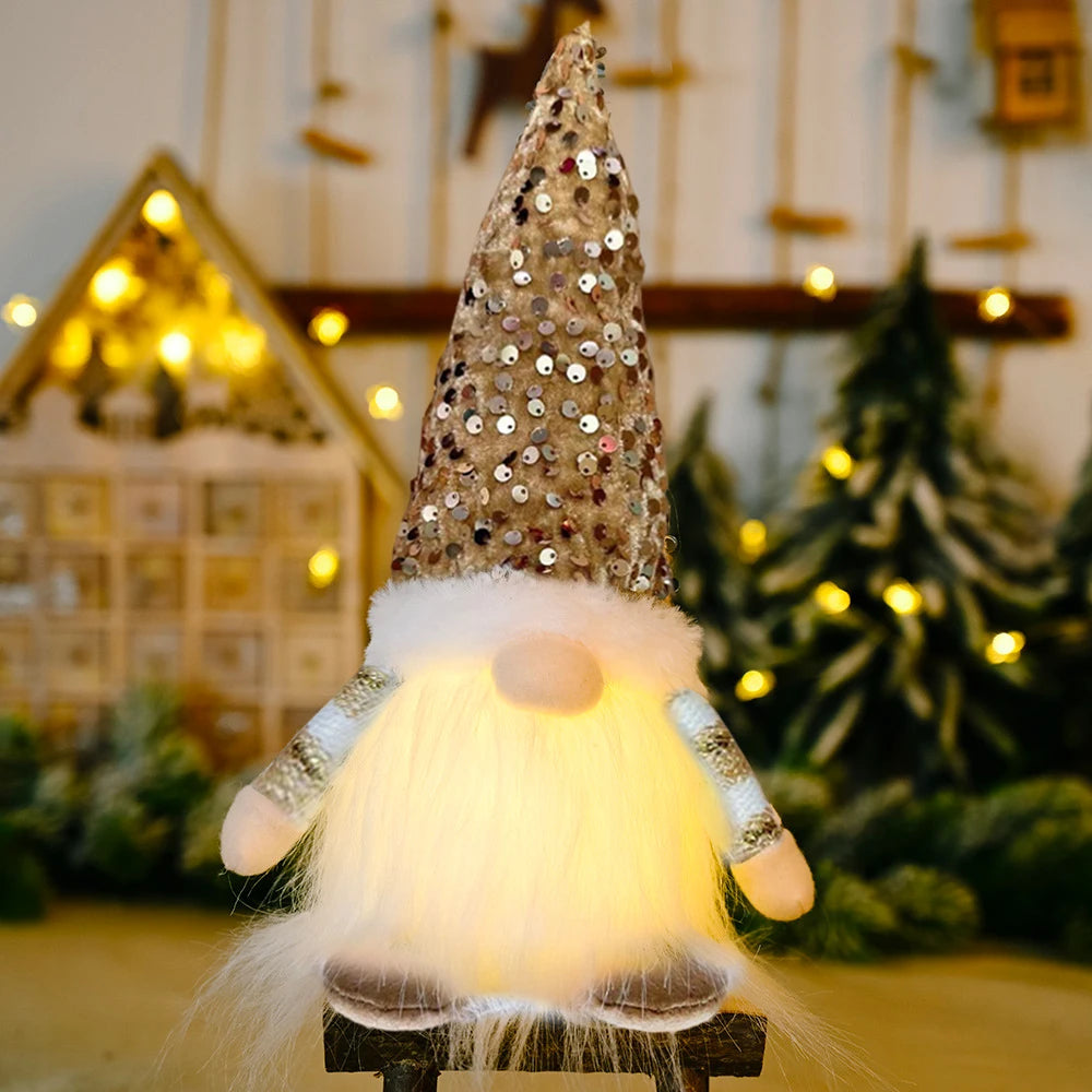 Glowing Christmas Gnome Doll – 30cm LED Faceless Plush Ornament for Tree & Home Holiday Decoration 2025
