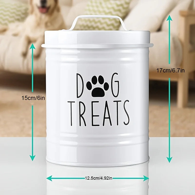 Metal Dog Treat Container – Pet Food Storage Jar for Dogs & Cats