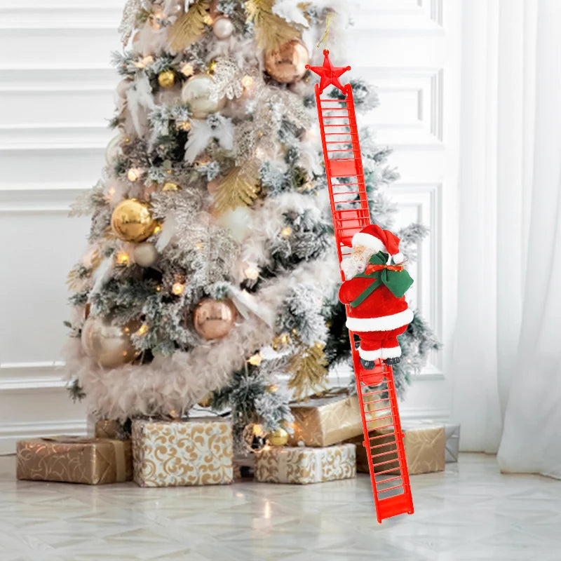 Santa Claus Doll Climbing Ladder with Music Christmas Tree Ornaments Decorations For Home 2023 Navidad New Year Kids Gift