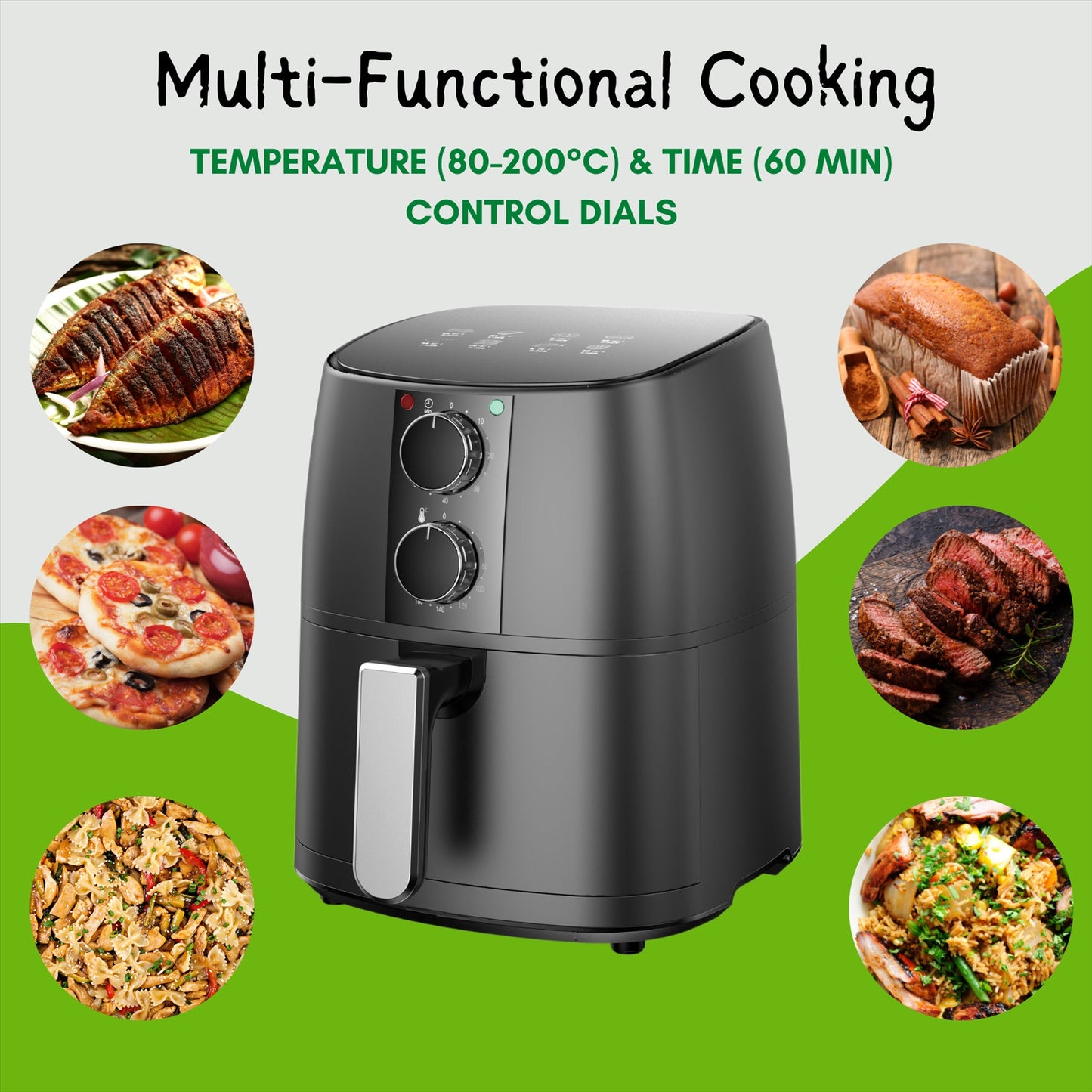 Domestic King 4L Air Fryer - Healthy Cooking & Free Recipe Book Included