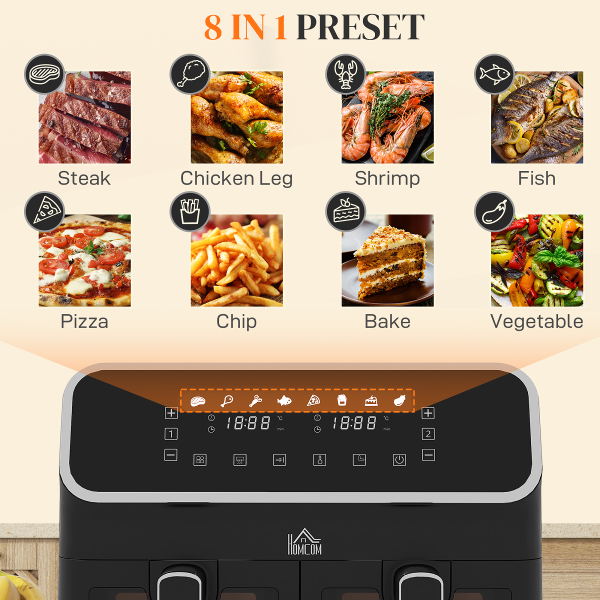 Dual Zone Air Fryer 8L Double Air Fryer with SYNCFinish 2700W Silver