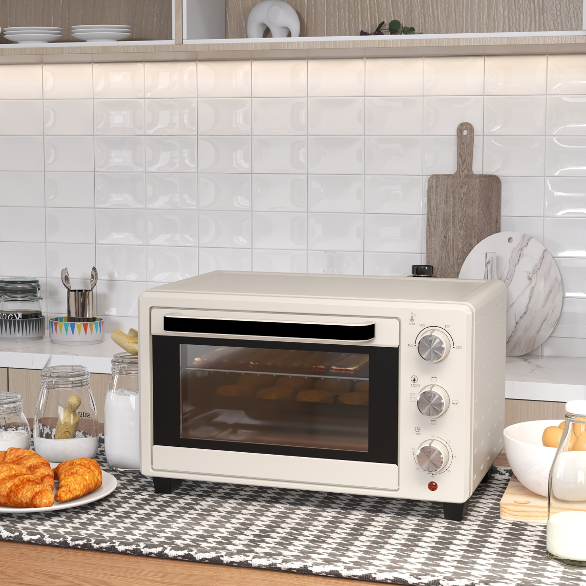 21L Compact Electric Oven with Adjustable Temp & Timer