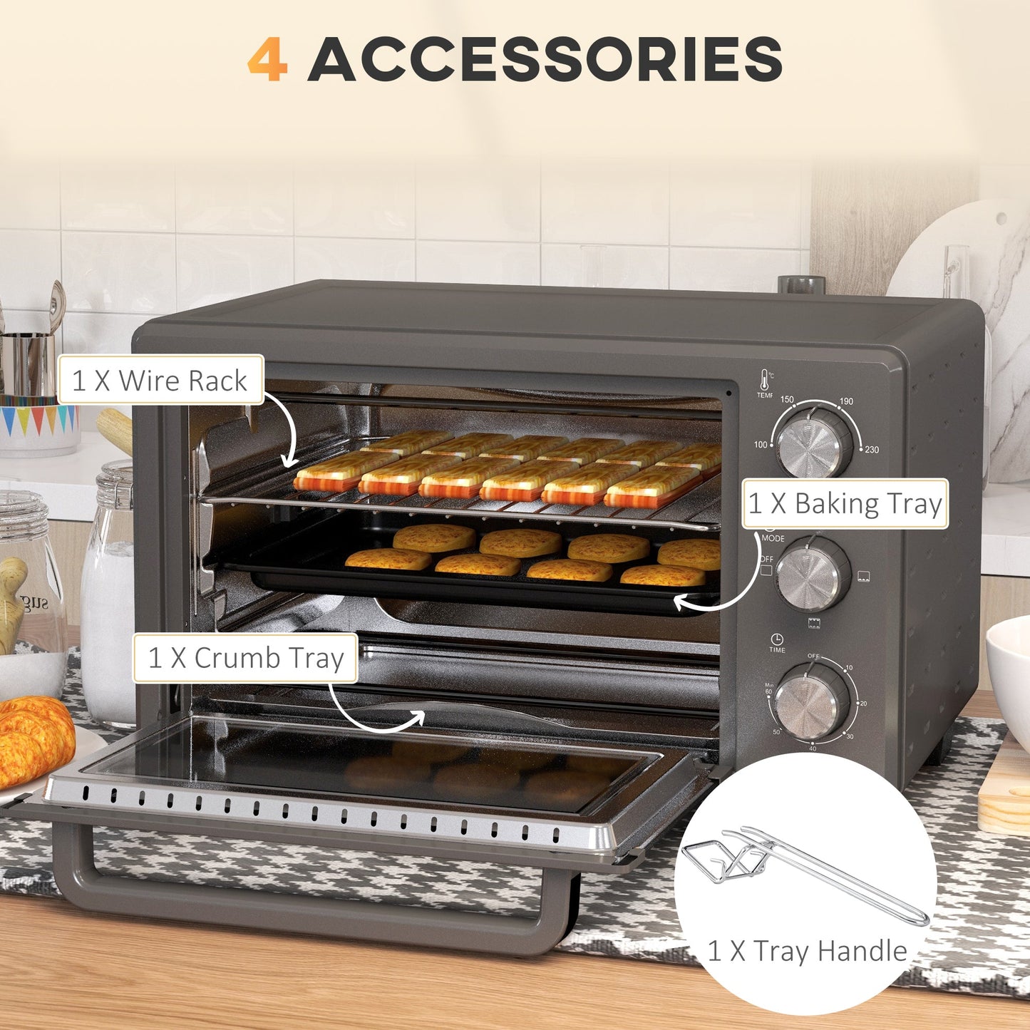 21L Compact Electric Oven with Adjustable Temp & Timer
