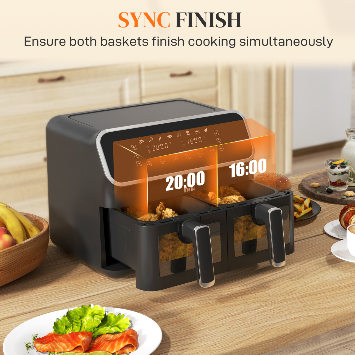 Dual Zone Air Fryer 8L Double Air Fryer with SYNCFinish 2700W Silver
