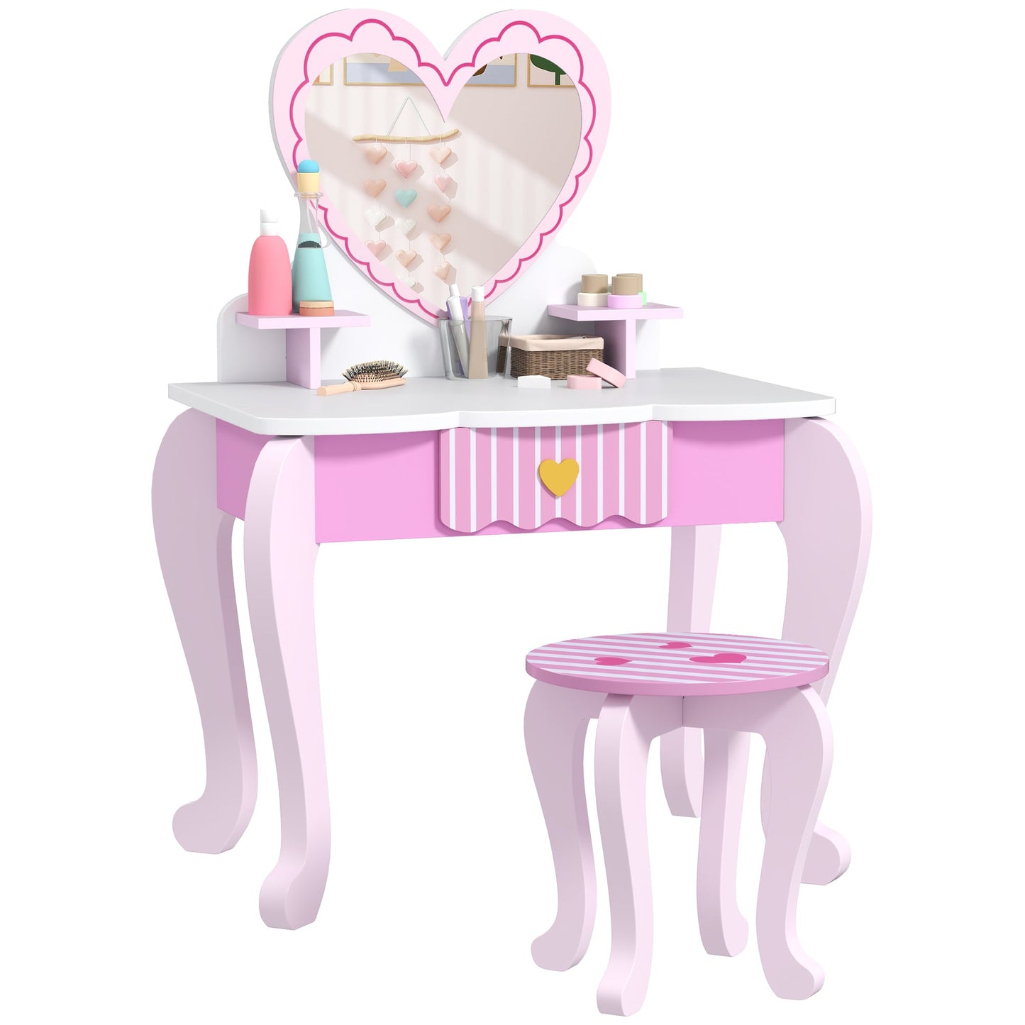 AIYAPLAY Kids Vanity Set: Adorable 2-Piece Dressing Table & Stool for Kids