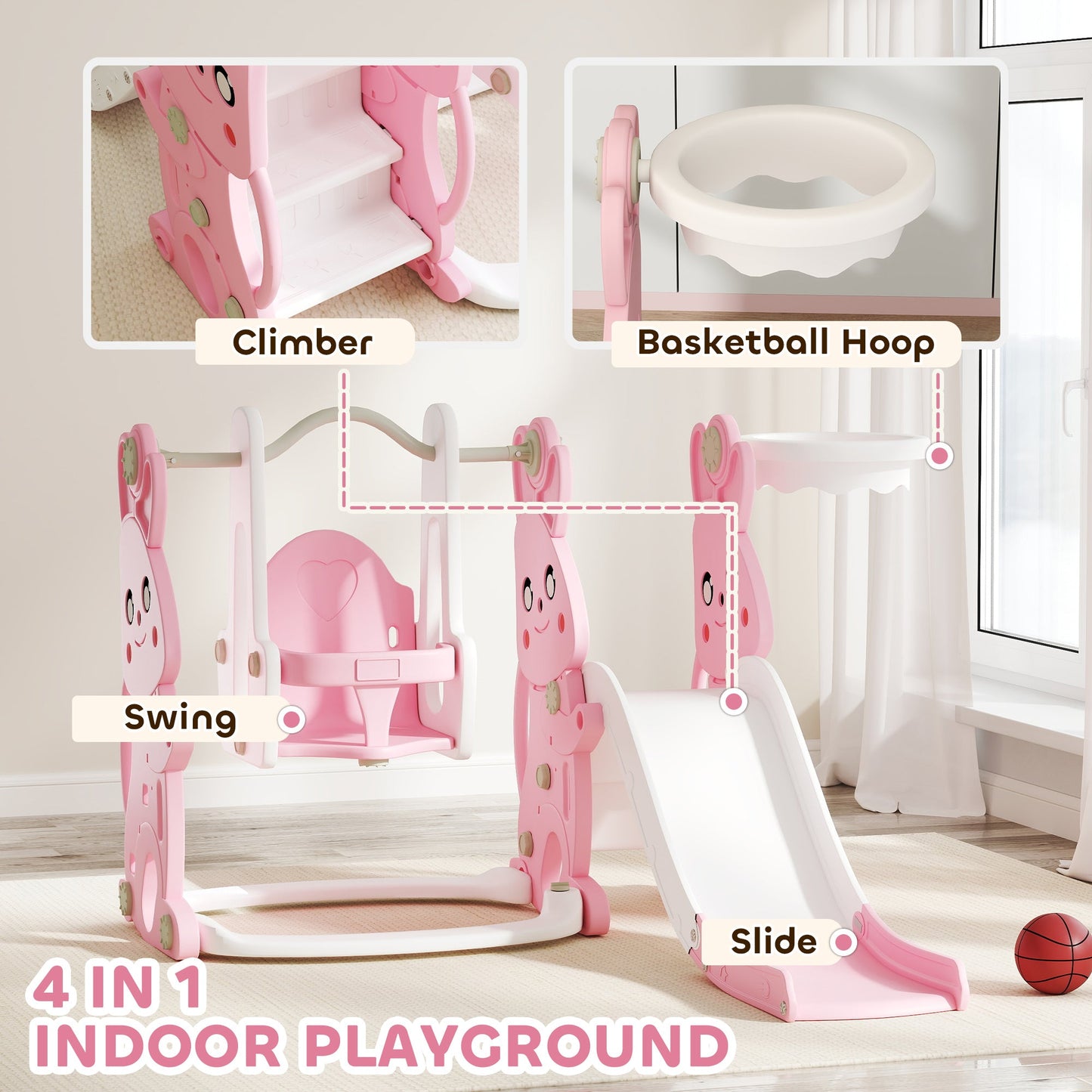 AIYAPLAY Rabbit Playground Set: 4-in-1 Slide, Swing & Climber for Kids!