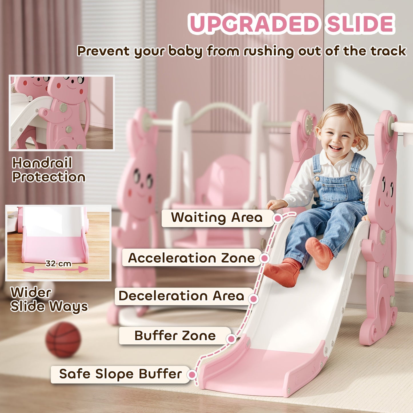 AIYAPLAY Rabbit Playground Set: 4-in-1 Slide, Swing & Climber for Kids!