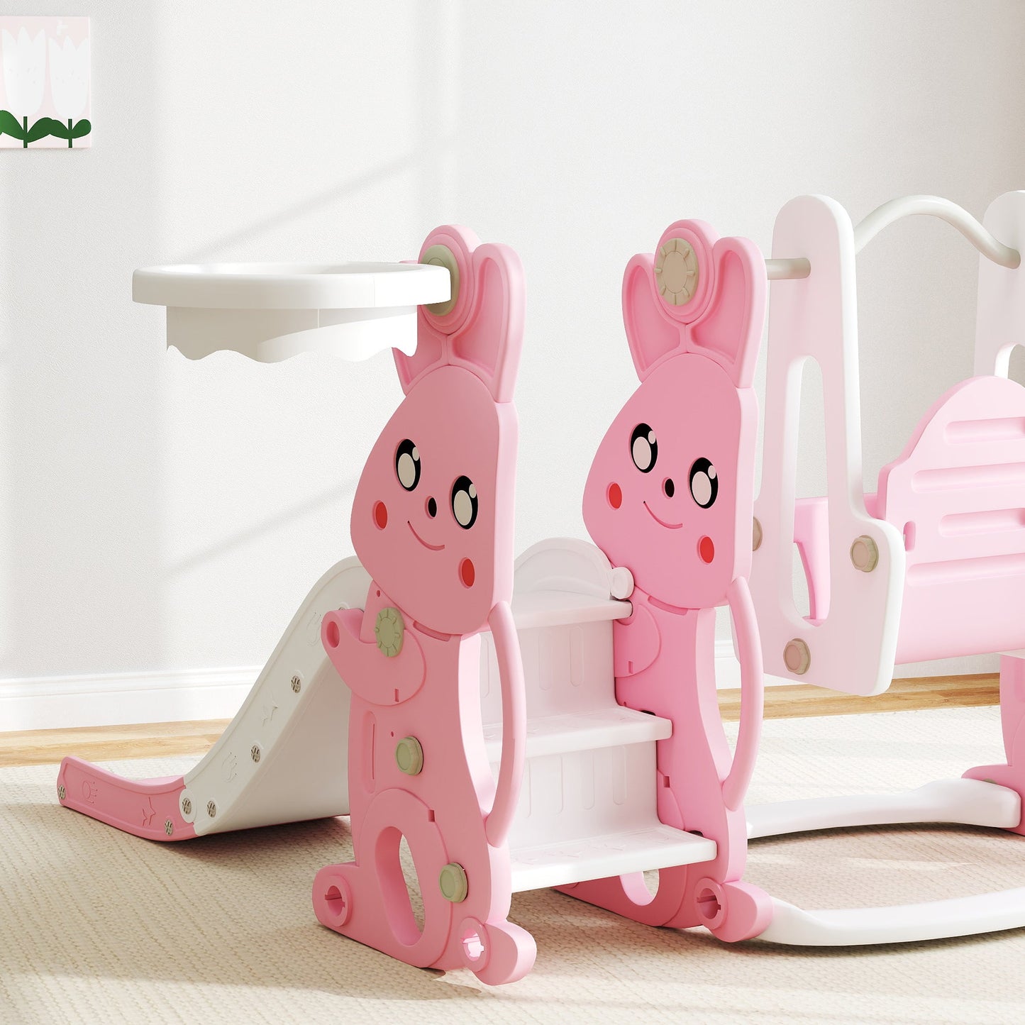AIYAPLAY Rabbit Playground Set: 4-in-1 Slide, Swing & Climber for Kids!