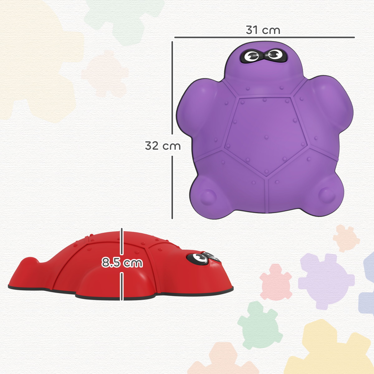 AIYAPLAY 9 PCS Colorful Turtle-Shaped Stepping Stones for Kids' Balance Fun