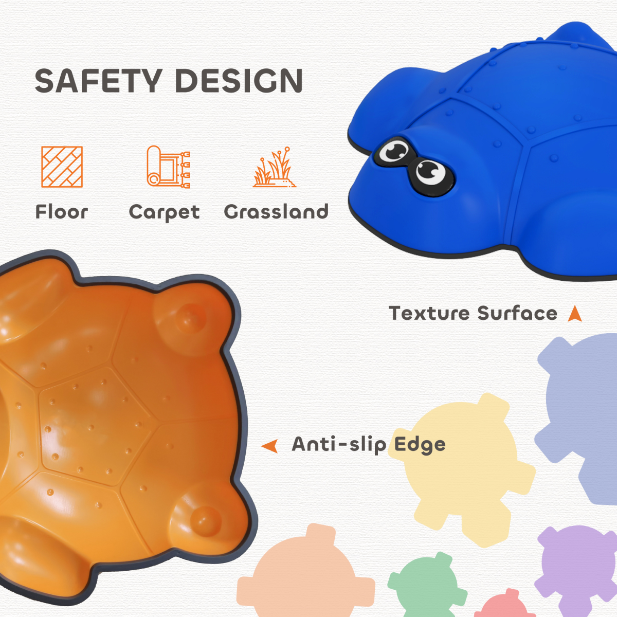 AIYAPLAY 9 PCS Colorful Turtle-Shaped Stepping Stones for Kids' Balance Fun