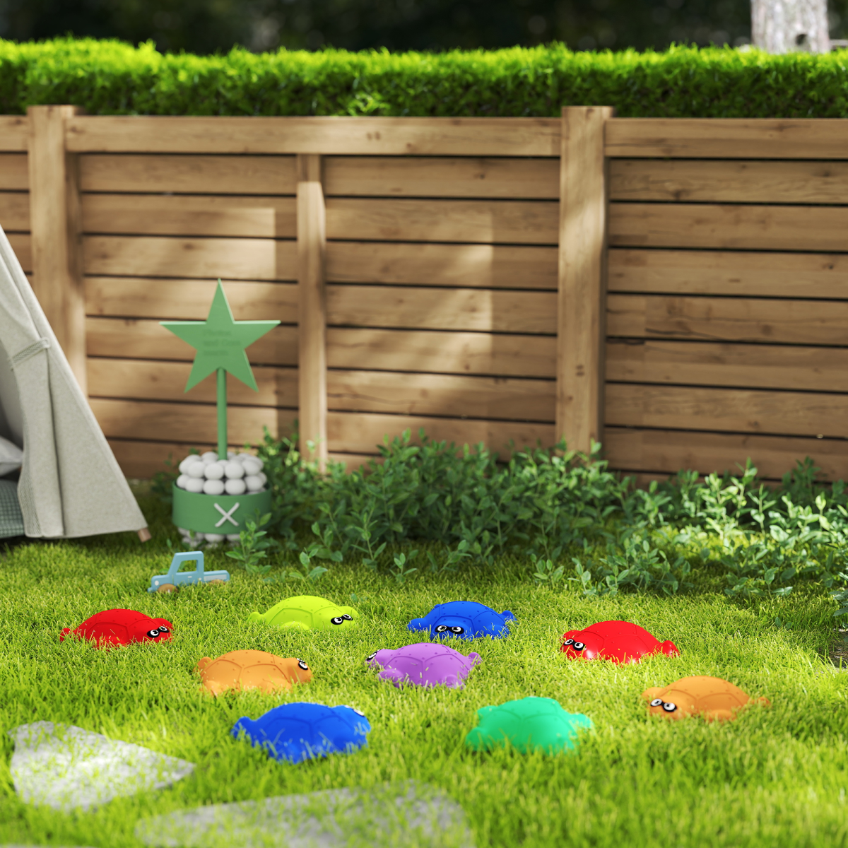 AIYAPLAY 9 PCS Colorful Turtle-Shaped Stepping Stones for Kids' Balance Fun