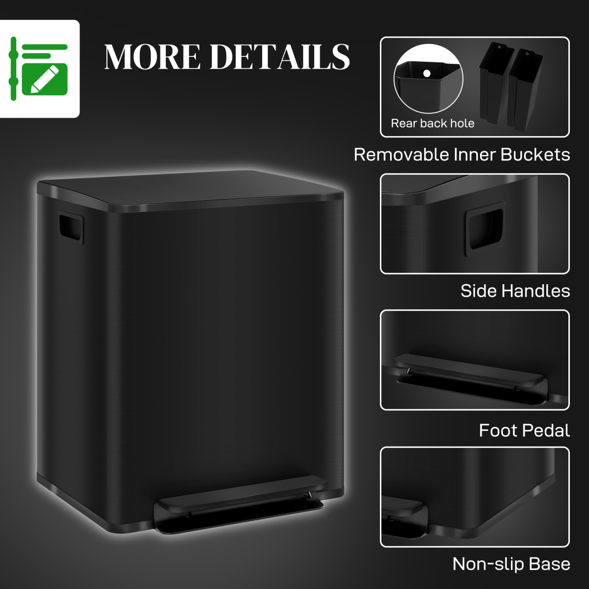 Stainless Steel 25L Double Kitchen Pedal Bin with Soft-Close Lid