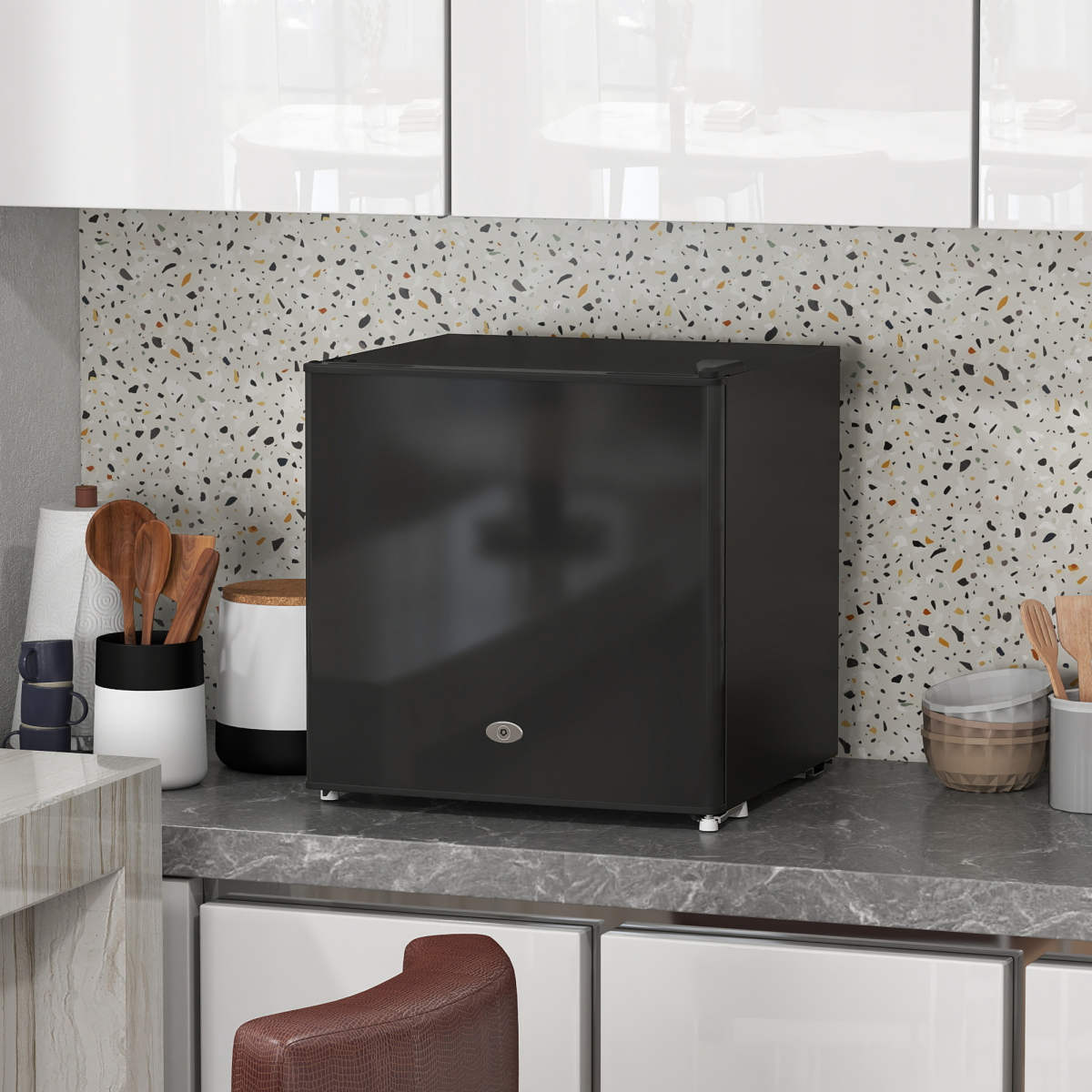 35L Compact Tabletop Freezer - Space-Saving Black Design with Keys