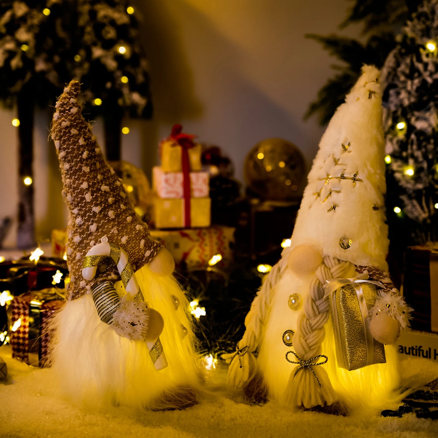 Glowing Christmas Gnome Doll – 30cm LED Faceless Plush Ornament for Tree & Home Holiday Decoration 2025