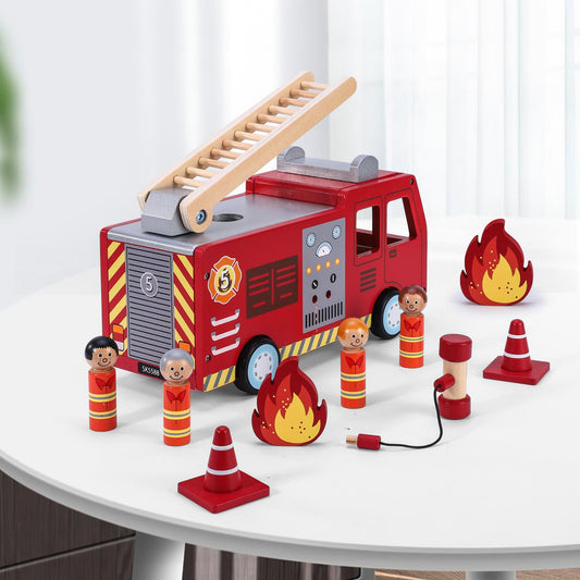 SOKA Wooden Fire Engine Playset