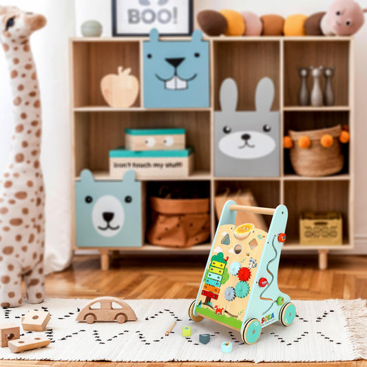 SOKA FOREST WALKER Baby Walker with Wooden Blocks & Non-Slip Wheels