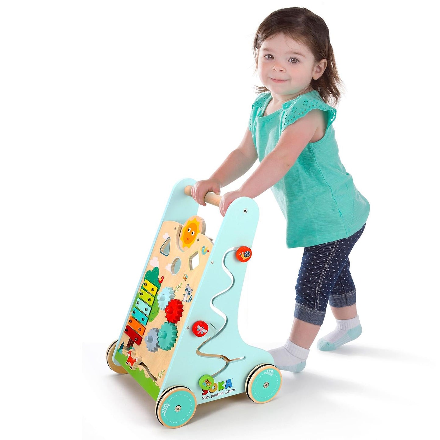 SOKA FOREST WALKER Baby Walker with Wooden Blocks & Non-Slip Wheels