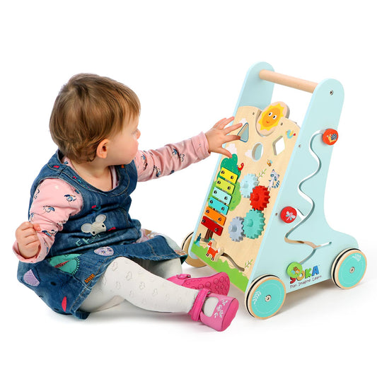 SOKA FOREST WALKER Baby Walker with Wooden Blocks & Non-Slip Wheels