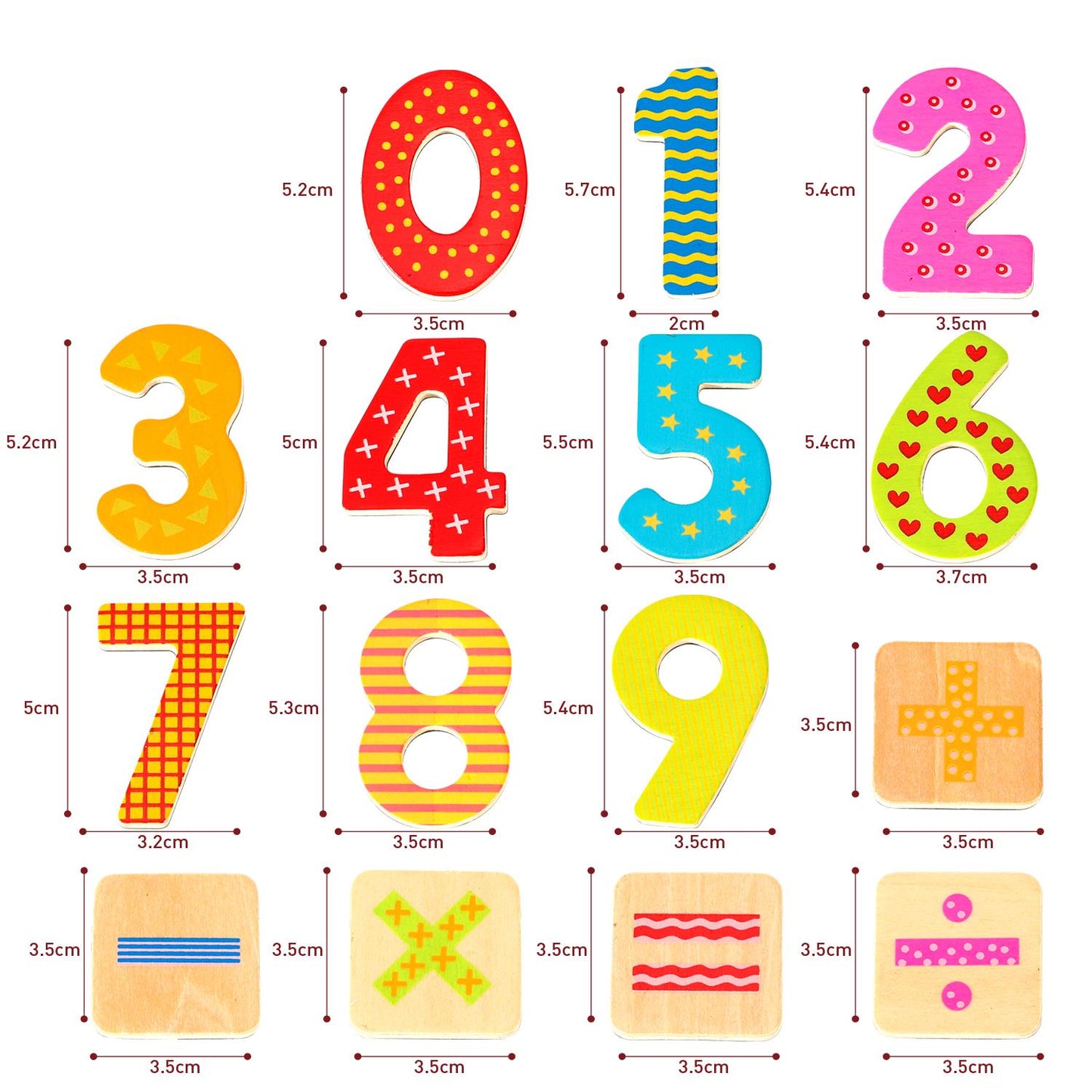 Funky Magnetic Numbers Set - 60 Wooden Pieces