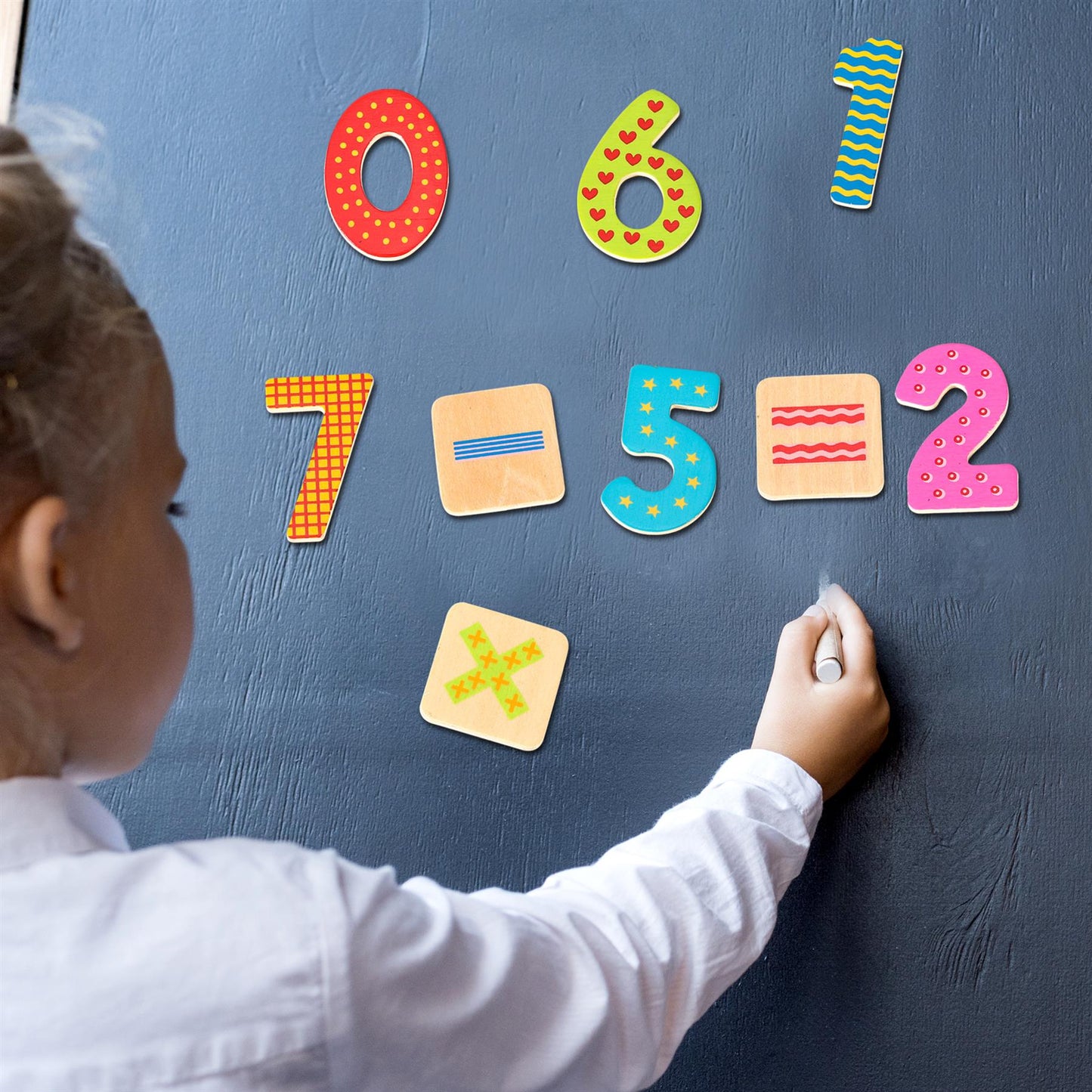 Funky Magnetic Numbers Set - 60 Wooden Pieces
