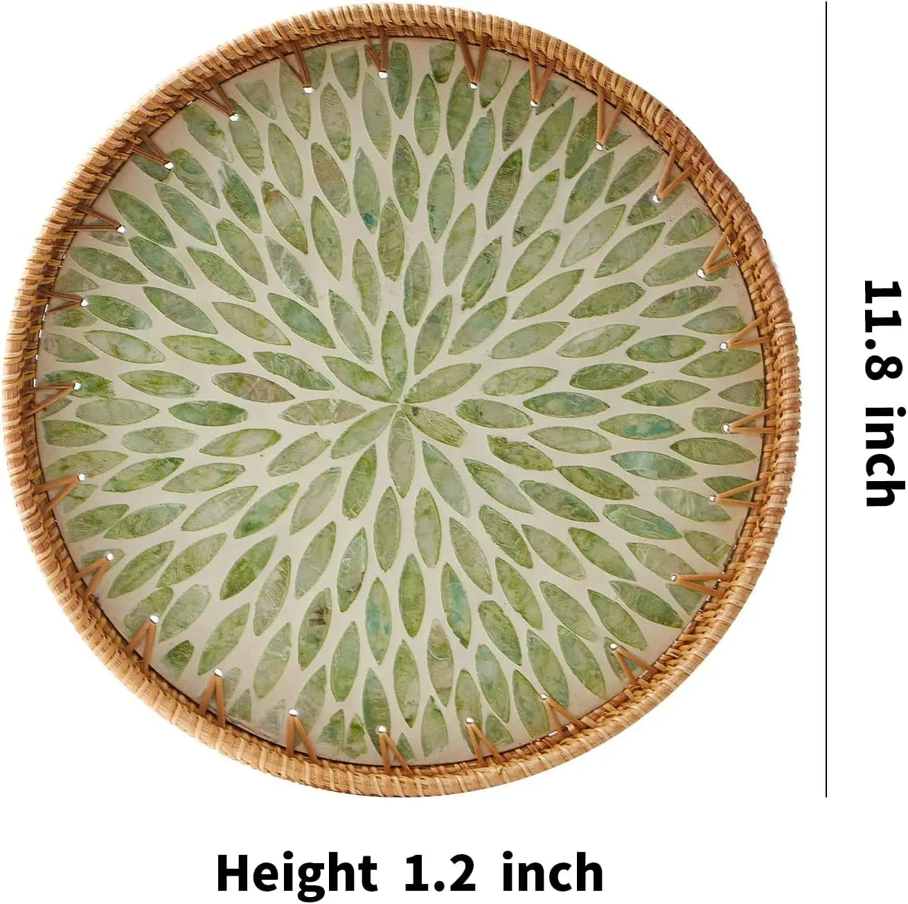 Natural Rattan Serving Tray with Decorative Stones - 5 Variants