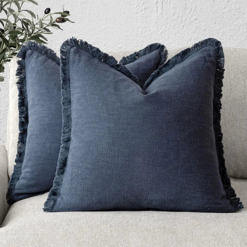Decorative Nordic Frill Cotton & Linen Cushion Covers - 5 Colours